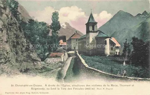 AK / Ansichtskarte St-Christophe-en-Oisans Grenoble 38 Isere Eglise sepultures des victimes de la Meije Thorrant et Szigmondy