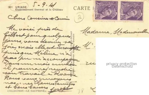 AK / Ansichtskarte Uriage-les-Bains GRENOBLE 38 Isere Etablissement thermal et le Chateau