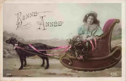 AK / Ansichtskarte Foto EPR Nr. 309 Maedchen Hund Neujahr Nouvelle Annee 