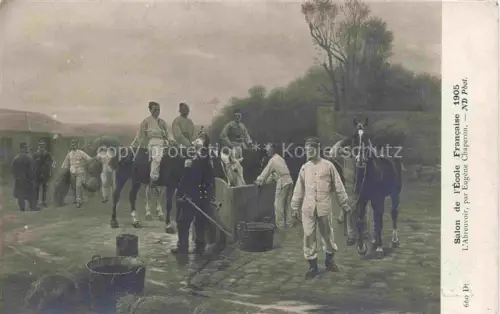 AK / Ansichtskarte CHAPERON Eugene Kuenstlerkarte Salon de L'Ecole Francaise Pferde Soldaten 