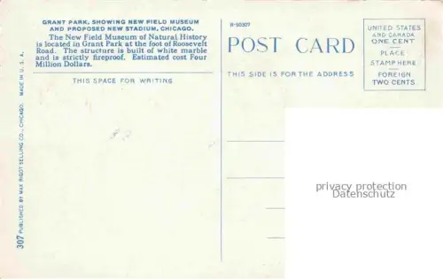 AK / Ansichtskarte CHICAGO  Illinois USA Grant Park showing Field Museum and proposed New Stadium Illustration