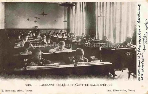 AK / Ansichtskarte LAUSANNE VD Collège Champittet Salle d'Etude