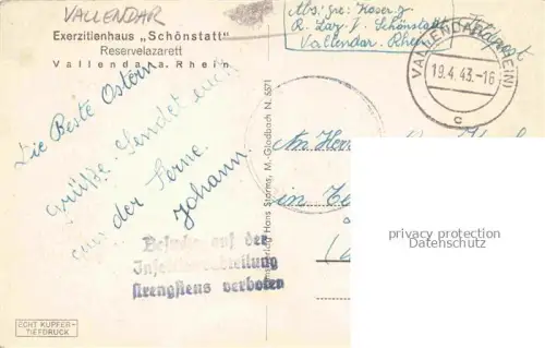 AK / Ansichtskarte Vallendar Rhein Exerzitienhaus Schoenstatt Reservelazarett Eingang Feldpost Kupfertiefdruck