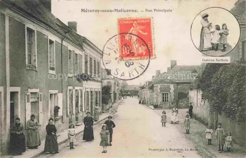 AK / Ansichtskarte Mezeray-sous-Malicorne LA FLECHE 72 Sarthe Rue Principale Costume Sarthois