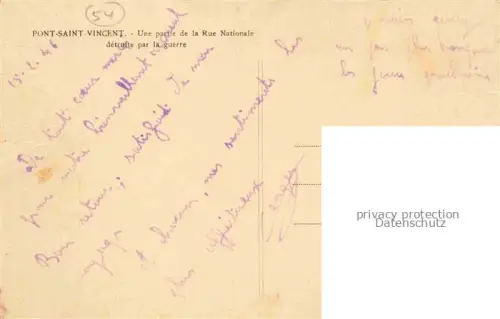 AK / Ansichtskarte Pont-Saint-Vincent 54 Meurthe-et-Moselle Partie de la Rue Nationale détruite par la guerre Ruines Grande Guerre Truemmer 2. Weltkrieg