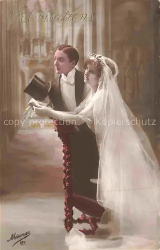 AK / Ansichtskarte Foto REX Nr. 127 Felicitations Braut Hochzeit 