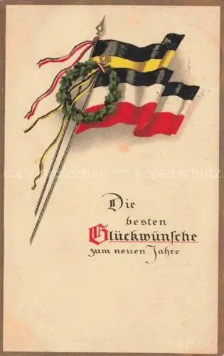 AK / Ansichtskarte SWR Schwarz Weiss Rot-Flagge Litho Neujahr glueckwuensch Nouvelle Annee