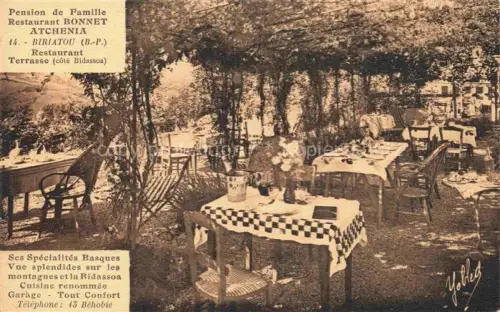 AK / Ansichtskarte Biriatou BAYONNE 64 Pyrenees-Atlantiques Penion de Famille Restaurant Bonnet Atchenia Terrasse