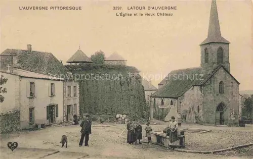 AK / Ansichtskarte Latour-d Auvergne 63 Puy-de-Dome Eglise et le vieux château