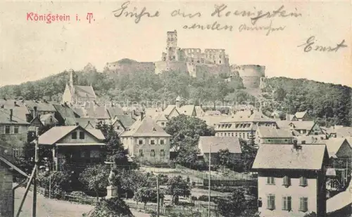 AK / Ansichtskarte Koenigstein  Taunus Teilansicht mit Blick gegen Burgruine