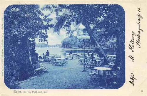 AK / Ansichtskarte Eutin Schleswig-Holstein An der Vosshausbruecke Restaurant Terrasse Deutsche Reichspost