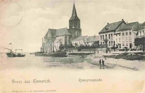 AK / Ansichtskarte Emmerich Rhein NRW Rheinpromenade Blick zur Kirche