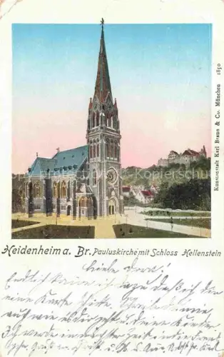 AK / Ansichtskarte HEIDENHEIM Brenz BW Pauluskirche mit Schloss Hellenstein Kuenstlerkarte