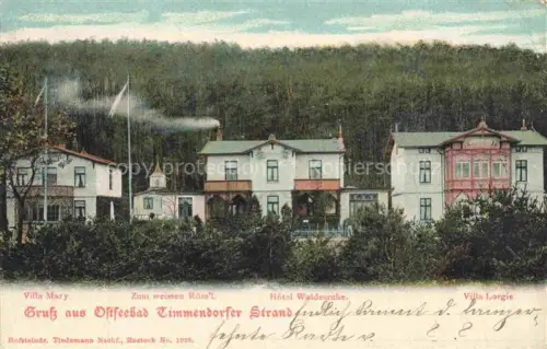 AK / Ansichtskarte Timmendorfer Strand Timmendorferstrand Timmendorf Villa Mary Zum weissen Roessl Hotel Waldesruhe Villa Lorgie