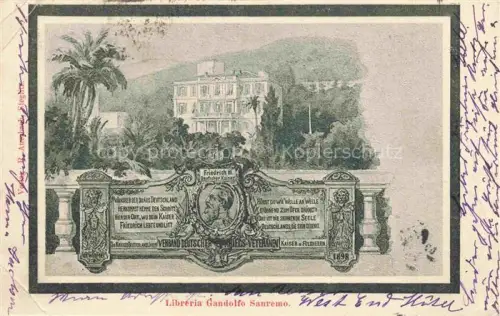 AK / Ansichtskarte SANREMO San Remo Liguria IT Libreria Gandolfo Gedenktafel Friedrich III Deutscher Kaiser
