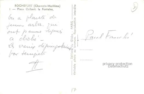 AK / Ansichtskarte ROCHEFORT  -SUR-MER 17 Charente-Maritime Place Colbert la Fontaine