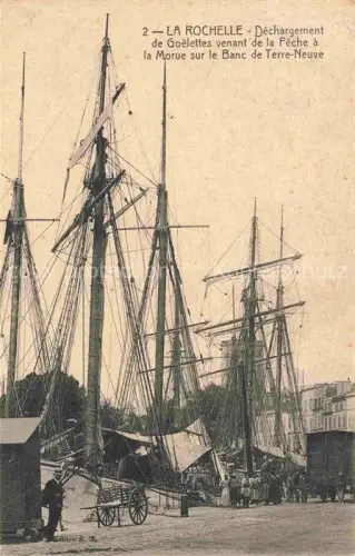 AK / Ansichtskarte LA ROCHELLE 17 Charente-Maritime Dechargement de Goelettes venant de la Peche a la Morue sur le Banc de Terre Neuve
