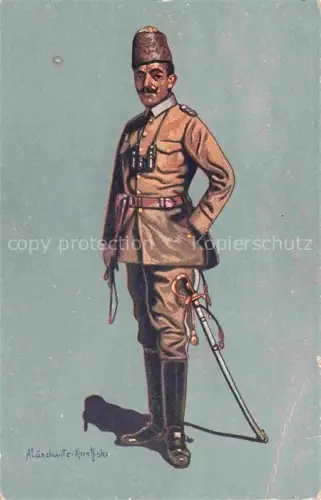 AK / Ansichtskarte LueSCHWITZ-KOREFFSKI A. Kuenstlerkarte Tuerkischer Kavallerioffizier Felduniform 