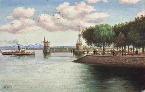 AK / Ansichtskarte Verlag WIRO Kuenstlerkarte Nr. 2907 A Konstanz Hafeneinfahrt Binnenschiff 
