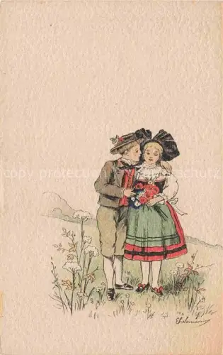 AK / Ansichtskarte Trachten Alsace Kinder Litho Printemps Mulhouse 
