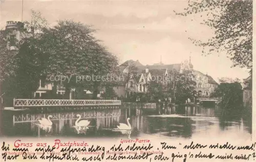AK / Ansichtskarte Buxtehude Stade Niedersachsen Partie am Fluss Schwaene