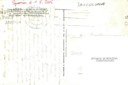 AK / Ansichtskarte BARCELONA Cataluna ES Plaza de Espana y Parque de Montjuic vista aérea