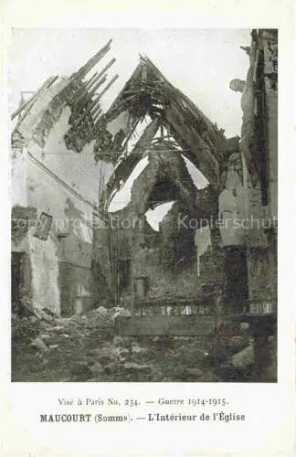 AK / Ansichtskarte Maucourt Montdidier 80 Somme Intérieur de l'église Ruines Grande Guerre 1914-15 Truemmer 1. Weltkrieg