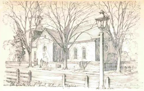 AK / Ansichtskarte Williamsburg Virginia USA Bruton Parish Church Zeichnung