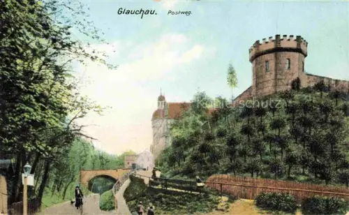 AK / Ansichtskarte Glauchau Sachsen Postweg