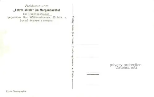 AK / Ansichtskarte Trechtingshausen Mainz-Bingen Rheinland-Pfalz Waldrestaurant Letzte Muehle im Morgenbachtal