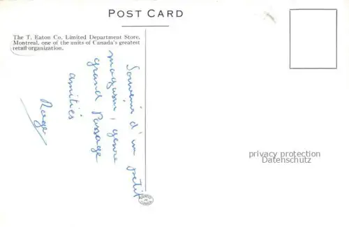 AK / Ansichtskarte MONTREAL  QUEBEC Canada The T. Eaton Co. Ltd. Department Store
