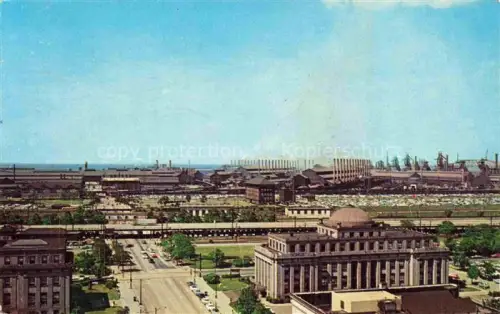 AK / Ansichtskarte Gary Indiana USA Panorama Skyline Broadway Main Street City Hall Country Building