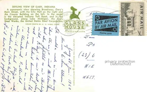 AK / Ansichtskarte Gary Indiana USA Panorama Skyline Broadway Main Street City Hall Country Building