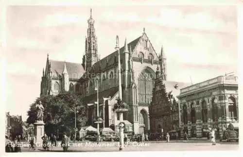 AK / Ansichtskarte HAARLEM NL Groote Kerk met Monument LJ Coster