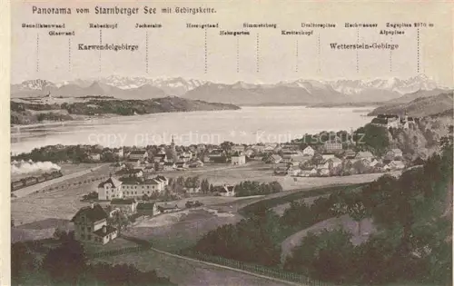 AK / Ansichtskarte Starnbergersee Starnberg Bayern Gebirgskette Panorama 