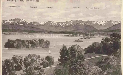 AK / Ansichtskarte Starnbergersee Starnberg Bayern Die Rosen Insel Panorama
