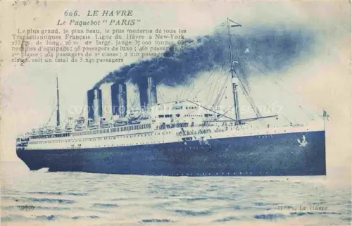 AK / Ansichtskarte Schiffe Oceanliner Le Havre le Paquebot Paris N Y 