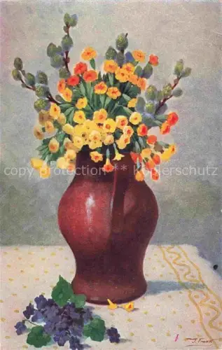 AK / Ansichtskarte FRANK Jos Kuenstlerkarte Blumenvase Litho