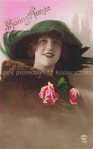 AK / Ansichtskarte Foto PC Paris Nr. 132 Nouvelle Anne Neujahr Junge Frau Hutmode 