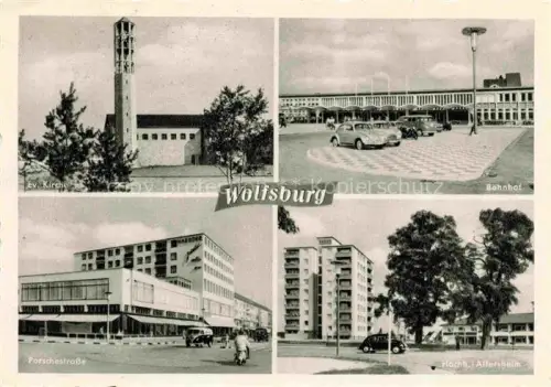 AK / Ansichtskarte WOLFSBURG Kirche Bahnhof Porschestrasse Hochhaus Altersheim