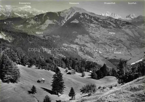 AK / Ansichtskarte Gruesch Praettigau-Davos GR Panorama Blick gegen Scesaplana und Drusenfluh