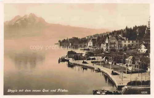 AK / Ansichtskarte Weggis Vierwaldstaettersee LU Panorama mit neuem Quai und Pilatus