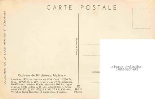 AK / Ansichtskarte Marine  Warships Croiseur de 1re classe Algerie 
