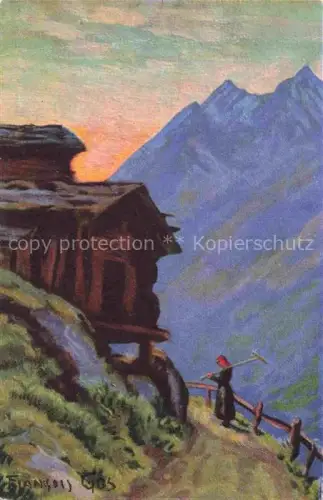 AK / Ansichtskarte GOS Francois Kuenstlerkarte Alt Zermatt Mischabel Schweiz 
