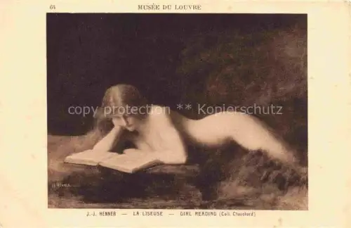 AK / Ansichtskarte HENNER J. J. Kuenstlerkarte La Liseuse Girl Reading Maedchen Louvre 