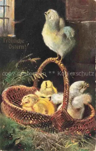 AK / Ansichtskarte TRueBE Maxim Kuenstlerkarte Ostern Paques Kueken Koerbchen 