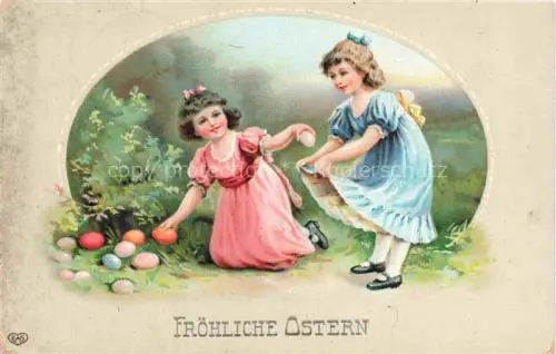 AK / Ansichtskarte Foto EAS Nr. Ostern Paques Maedchen Eier Litho