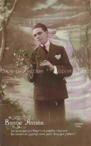 AK / Ansichtskarte Foto FURIA Nr. 919/3 Nouvelle Annee Neujahr Mann 