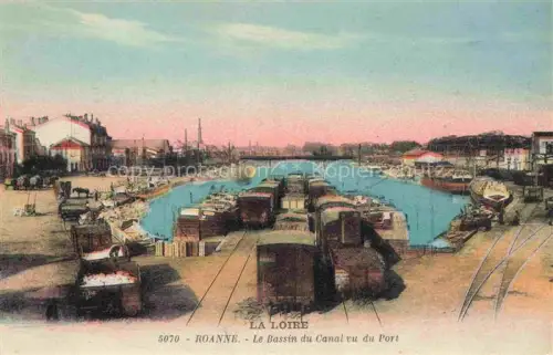 AK / Ansichtskarte ROANNE 42 Loire Le Bassin du Canal vue du Port