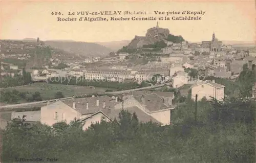 AK / Ansichtskarte LE PUY  en-Velay 43 Haute-Loire Vue prise d'Espaly Rocher d'Aiguilhe Rocher Corneille et la Cathedrale